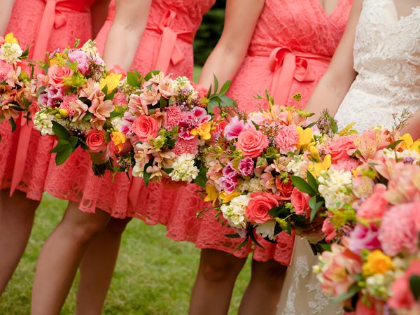 Old Oaks Floral - coral bridesmaids bouquet